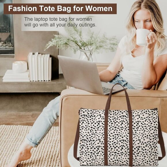 Laptop Tote Bag for Women Work 15.6 inch Canvas Shoulder Bags Computer Messenger - Picture 5 of 9